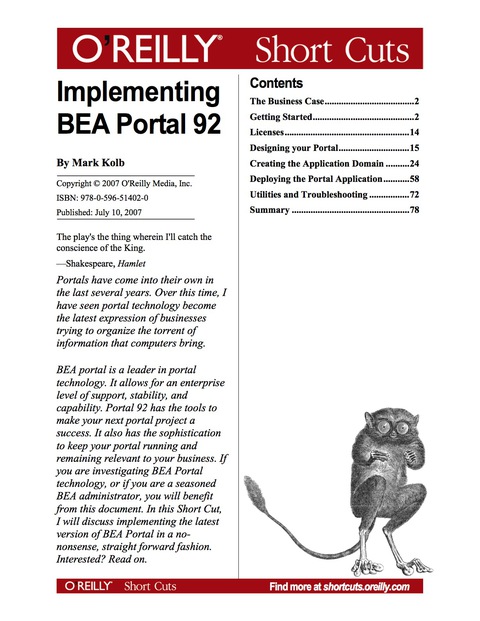 Cover image for book Implementing BEA Portal 92