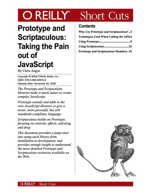 Cover image for book Prototype and Scriptaculous: Taking the Pain out of JavaScript