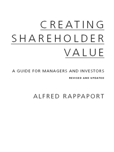 Cover image for book Creating Shareholder Value