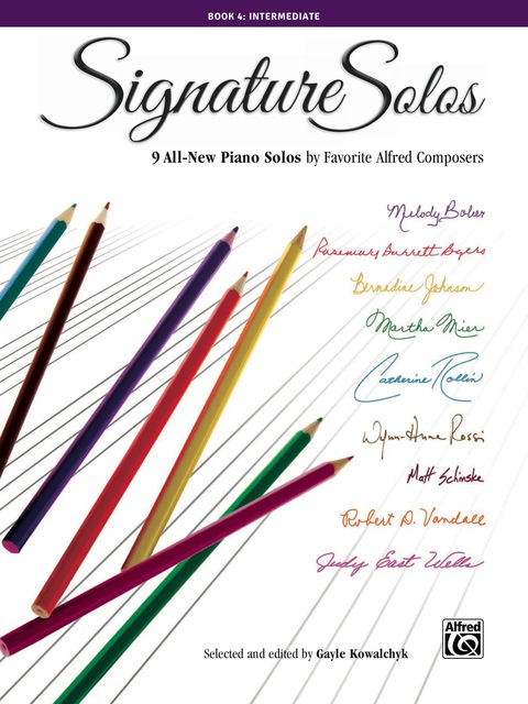 Cover image for book Signature Solos, Book 4: 9 All-New Piano Solos by Favorite Alfred Composers