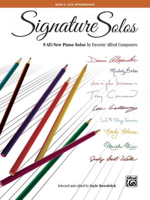 Cover image for book Signature Solos, Book 5: 9 All-New Piano Solos by Favorite Alfred Composers