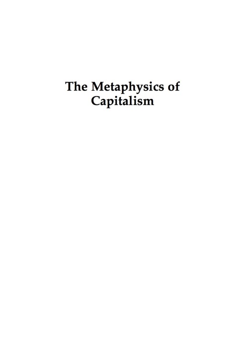 Cover image for book The Metaphysics of Capitalism