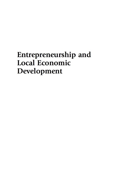 Cover image for book Entrepreneurship and Local Economic Development