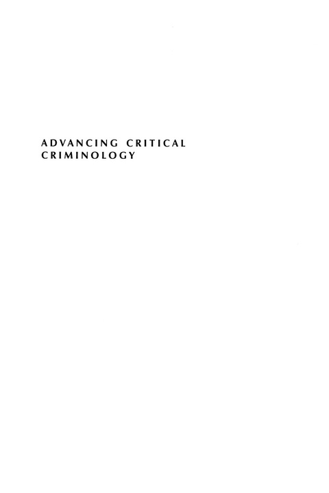 Cover image for book Advancing Critical Criminology