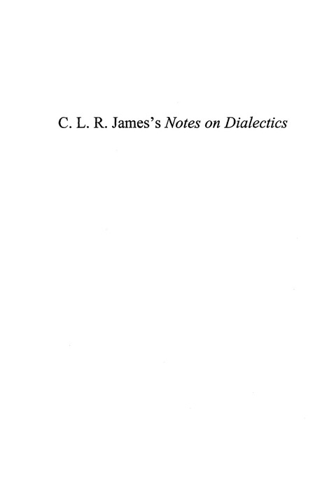 Cover image for book CLR James's Notes on Dialectics