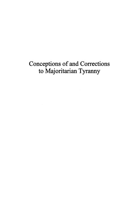 Cover image for book Conceptions of and Corrections to Majoritarian Tyranny