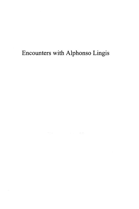 Cover image for book Encounters with Alphonso Lingis