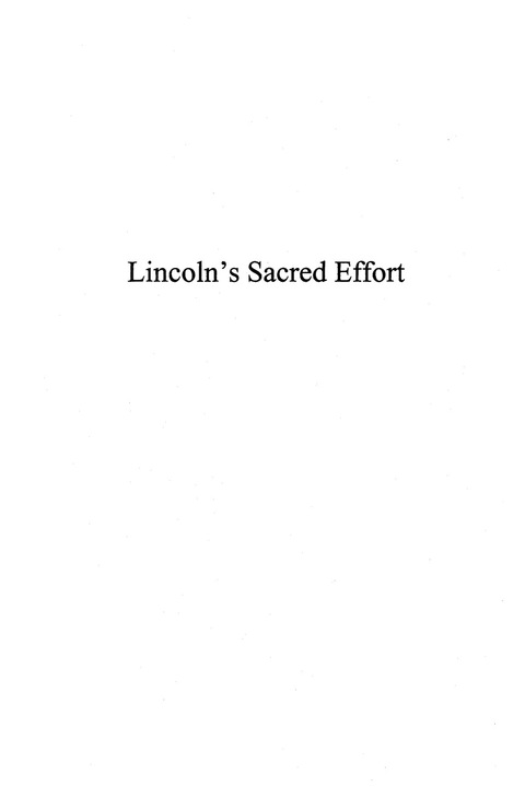 Cover image for book Lincoln's Sacred Effort