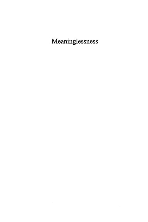 Cover image for book Meaninglessness