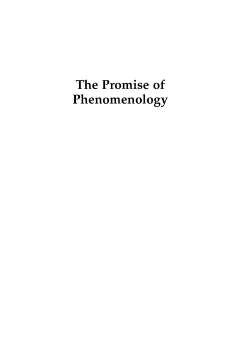 Cover image for book The Promise of Phenomenology