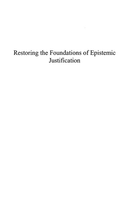 Cover image for book Restoring the Foundations of Epistemic Justification