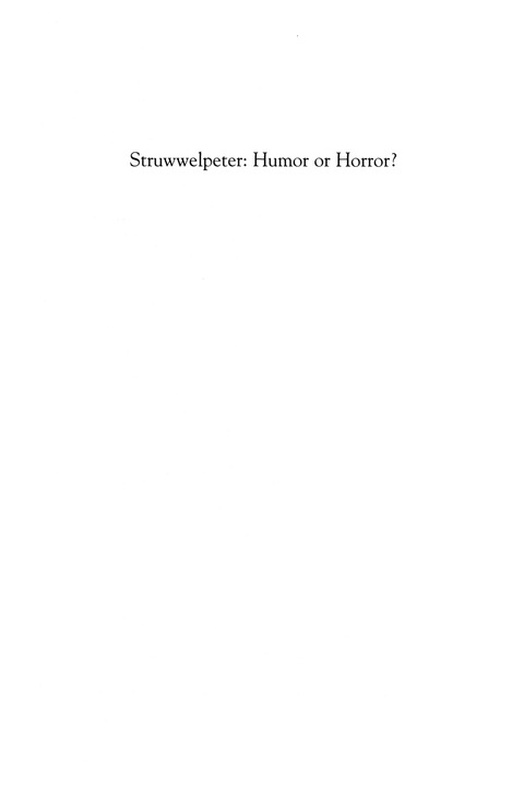Struwwelpeter: Humor or Horror? 