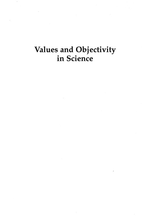 Cover image for book Values and Objectivity in Science