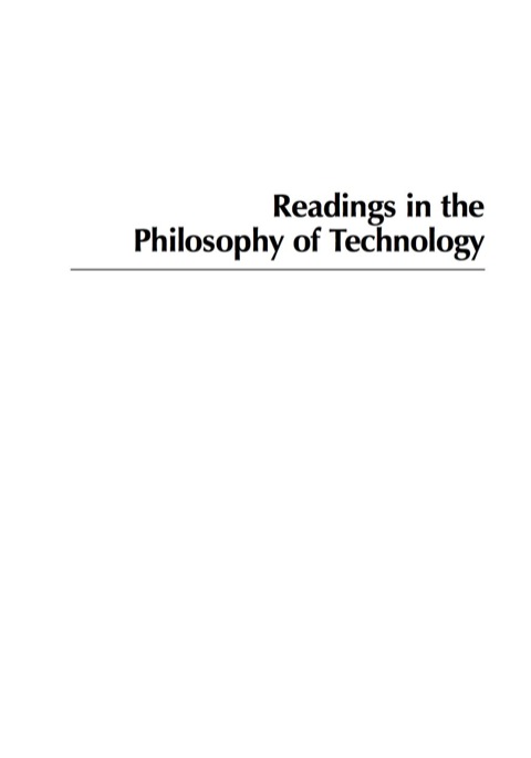 Cover image for book Readings in the Philosophy of Technology