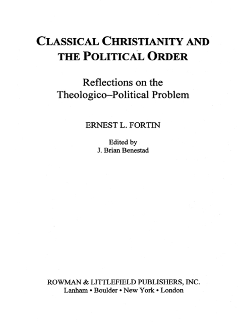 Cover image for book Classical Christianity and the Political Order