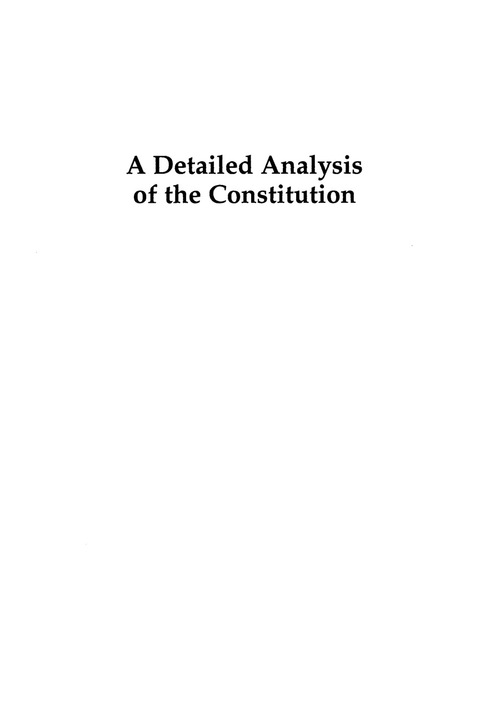 Cover image for book A Detailed Analysis of the Constitution