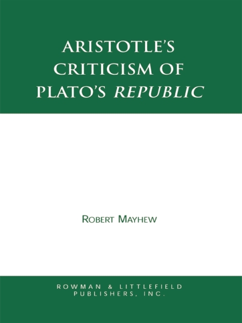 Cover image for book Aristotle's Criticism of Plato's Republic