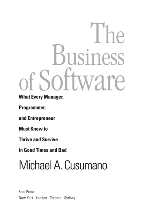 Cover image for book The Business of Software