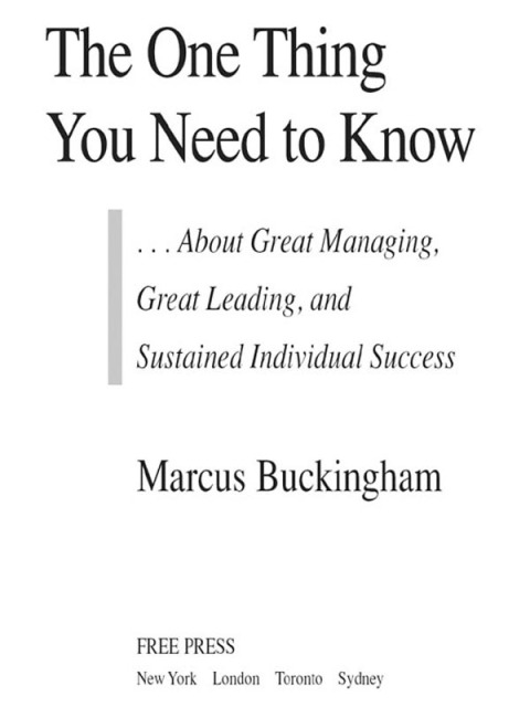 Cover image for book The One Thing You Need to Know