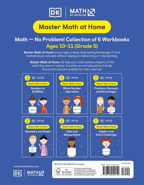 Cover image for book Math - No Problem! Collection of 6 Workbooks, Grade 5 Ages 10-11