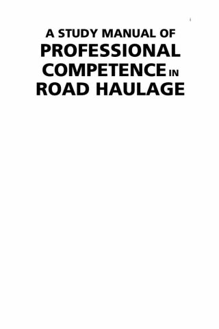 A Study Manual of Professional Competence in Road Haulage