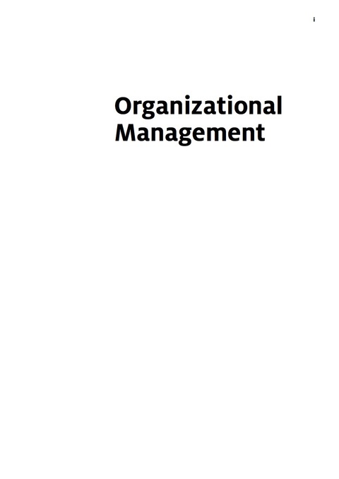 Cover image for book Organizational Management