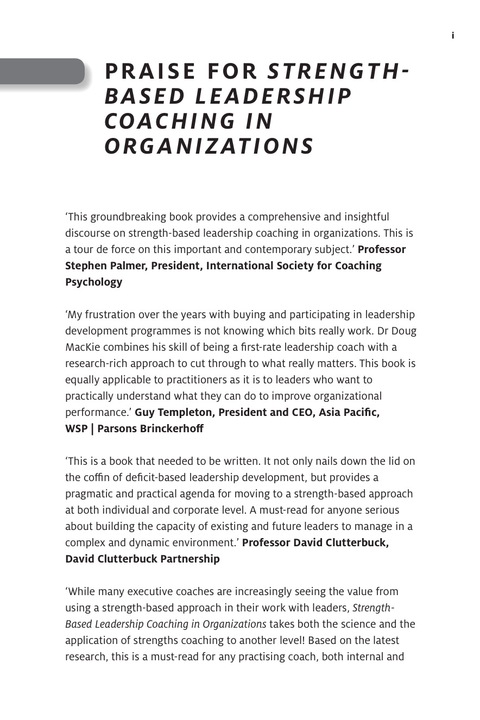 Cover image for book Strength-Based Leadership Coaching in Organizations