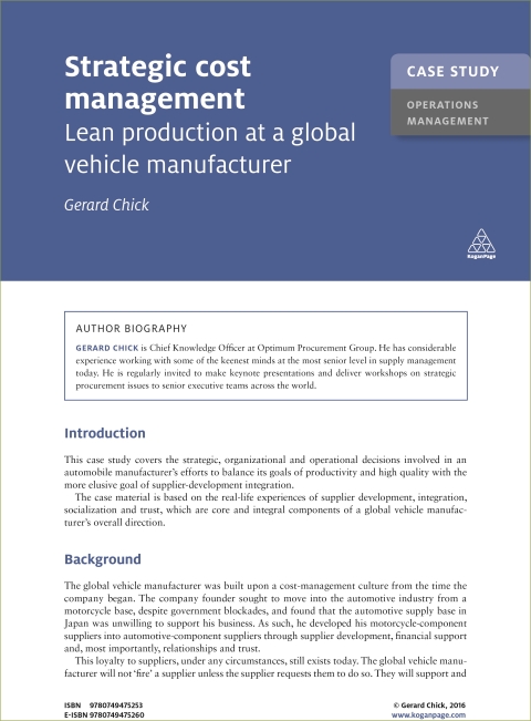 Cover image for book Case Study: Strategic Cost Management