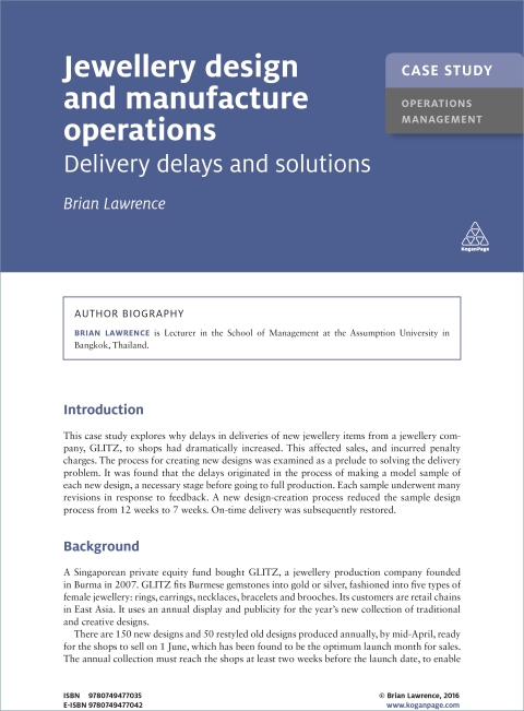 Cover image for book Case Study: Jewellery Design and Manufacture Operations
