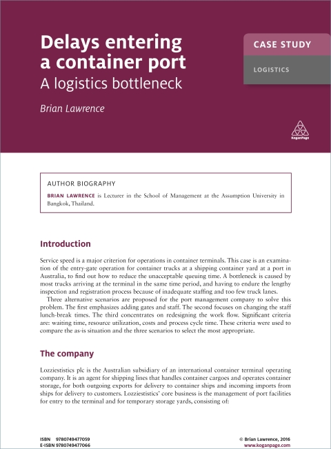 Cover image for book Case Study: Delays Entering a Container Port