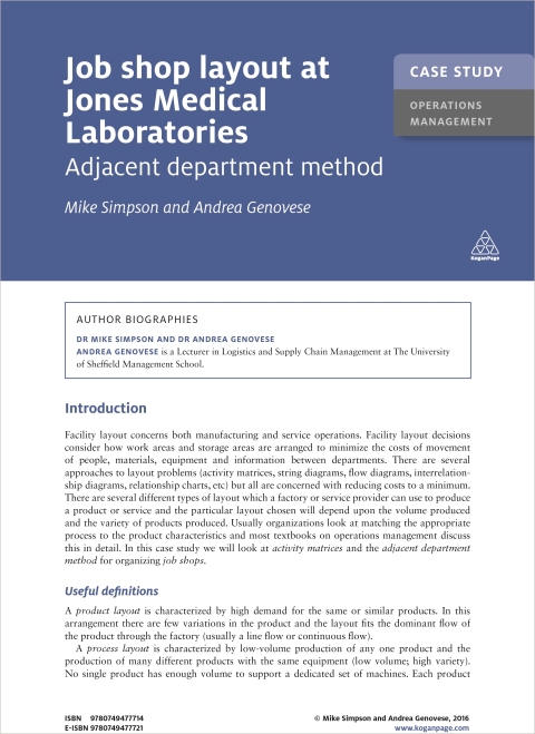 Cover image for book Case Study: Job Shop Layout at Jones Medical Laboratories