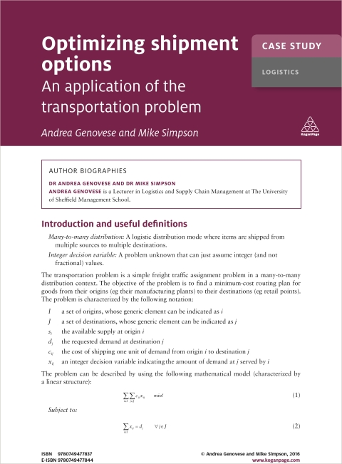 Cover image for book Case Study: Optimizing Shipment Options