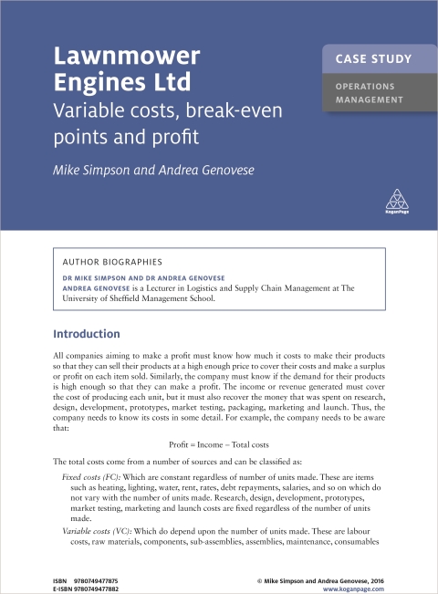 Cover image for book Case Study: Lawnmower Engines Ltd