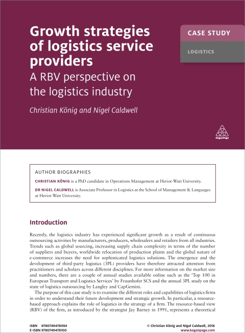 Cover image for book Case Study: Growth Strategies of Logistics Service Providers