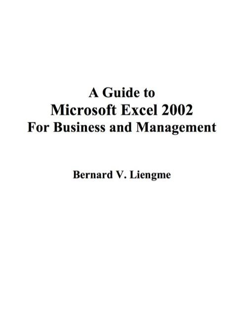 Cover image for book Guide to Microsoft Excel 2002 for Business and Management