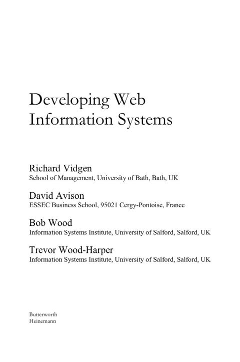 Cover image for book Developing Web Information Systems: From Strategy to Implementation