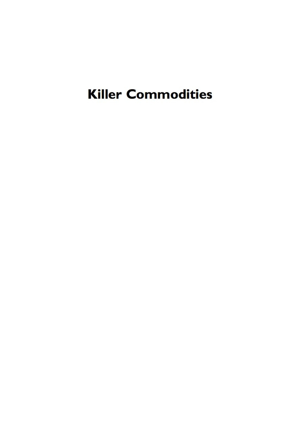 Killer commodities (eBook)