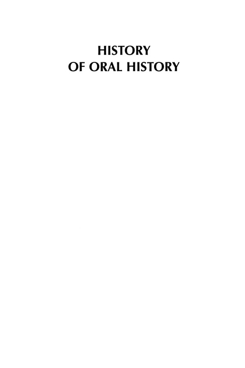 Cover image for book History of Oral History
