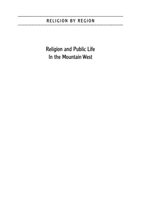 Cover image for book Religion and Public Life in the Mountain West