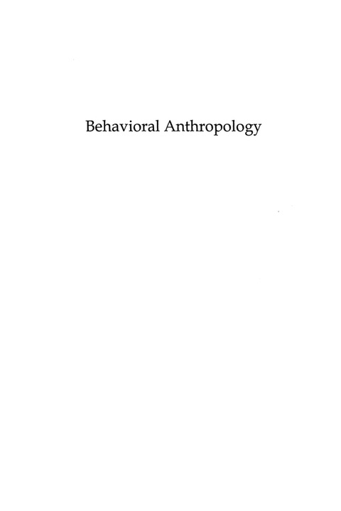 Cover image for book Behavioral Anthropology