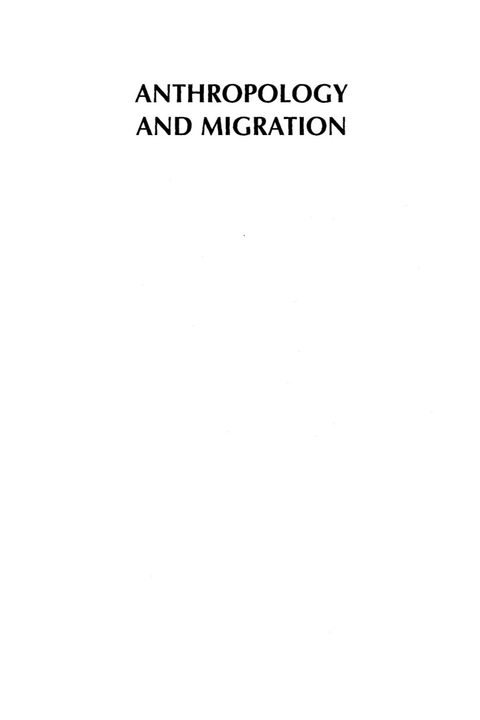 Cover image for book Anthropology and Migration