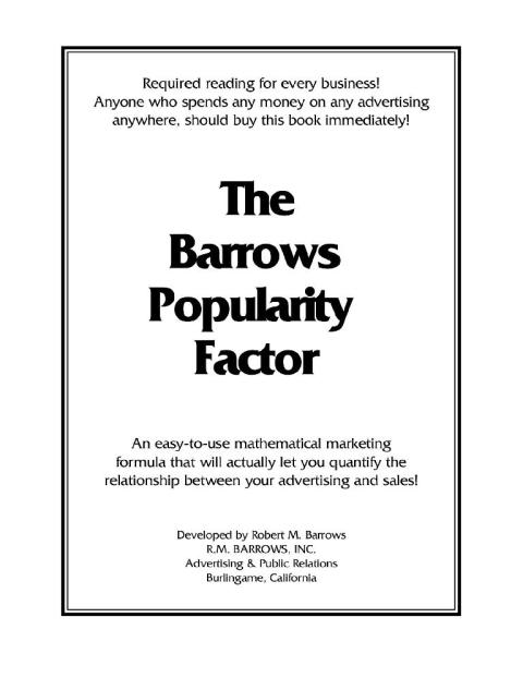 Cover image for book The Barrows Popularity Factor