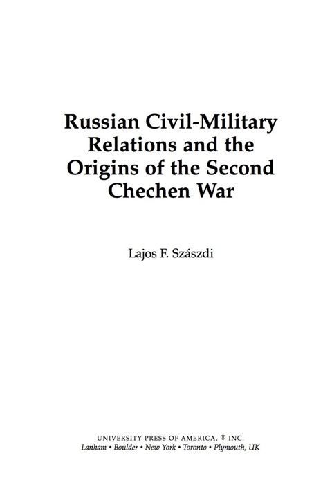 Cover image for book Russian civil-military relations and the origins of the second Chechen war