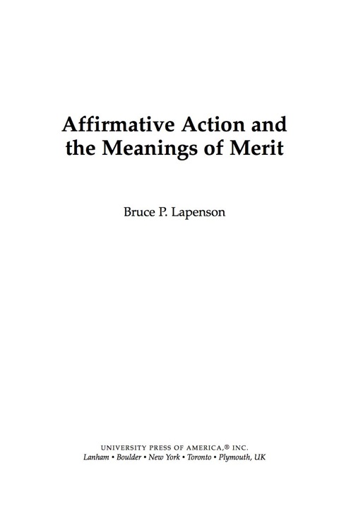 Cover image for book Affirmative Action and the Meanings of Merit