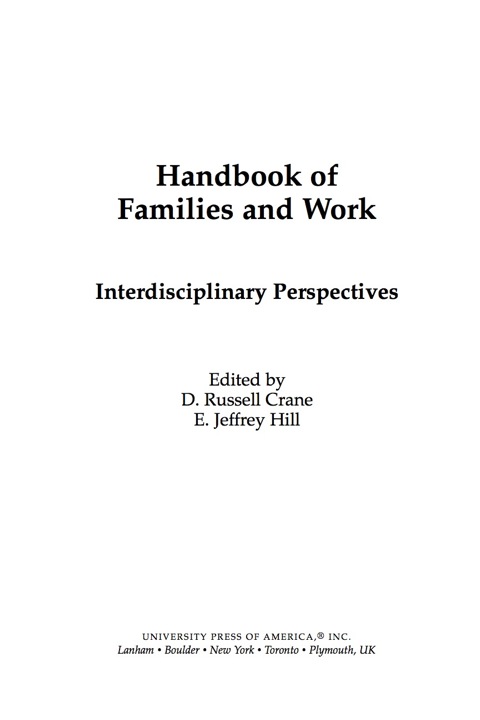 Cover image for book Handbook of Families and Work