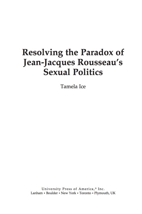 Cover image for book Resolving the Paradox of Jean-Jacques Rousseau's Sexual Politics