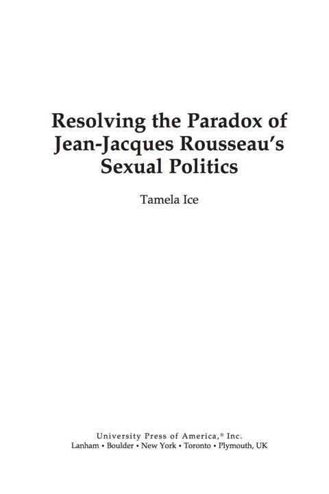Cover image for book Resolving the Paradox of Jean-Jacques Rousseau's Sexual Politics
