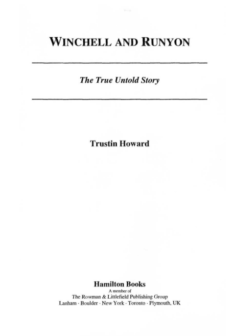 Cover image for book Winchell and Runyon