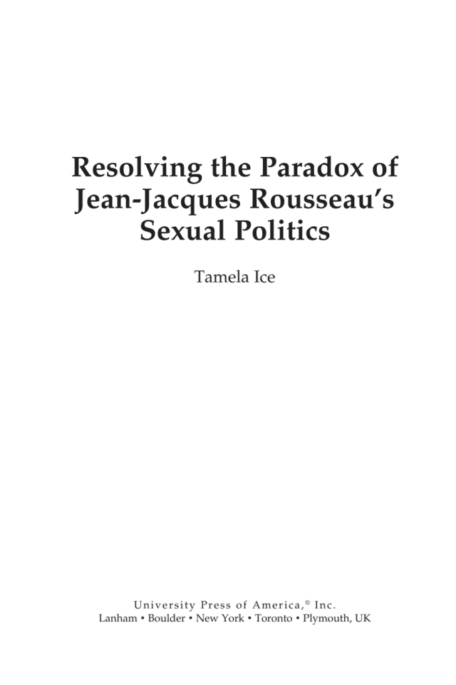 Resolving the Paradox of Jean-Jacques Rousseau's Sexual Politics