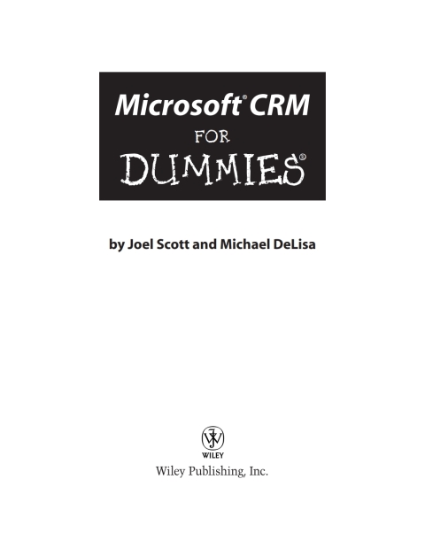Microsoft CRM For Dummies 